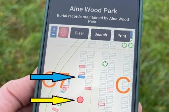 Close up on phone screen of map showing location
